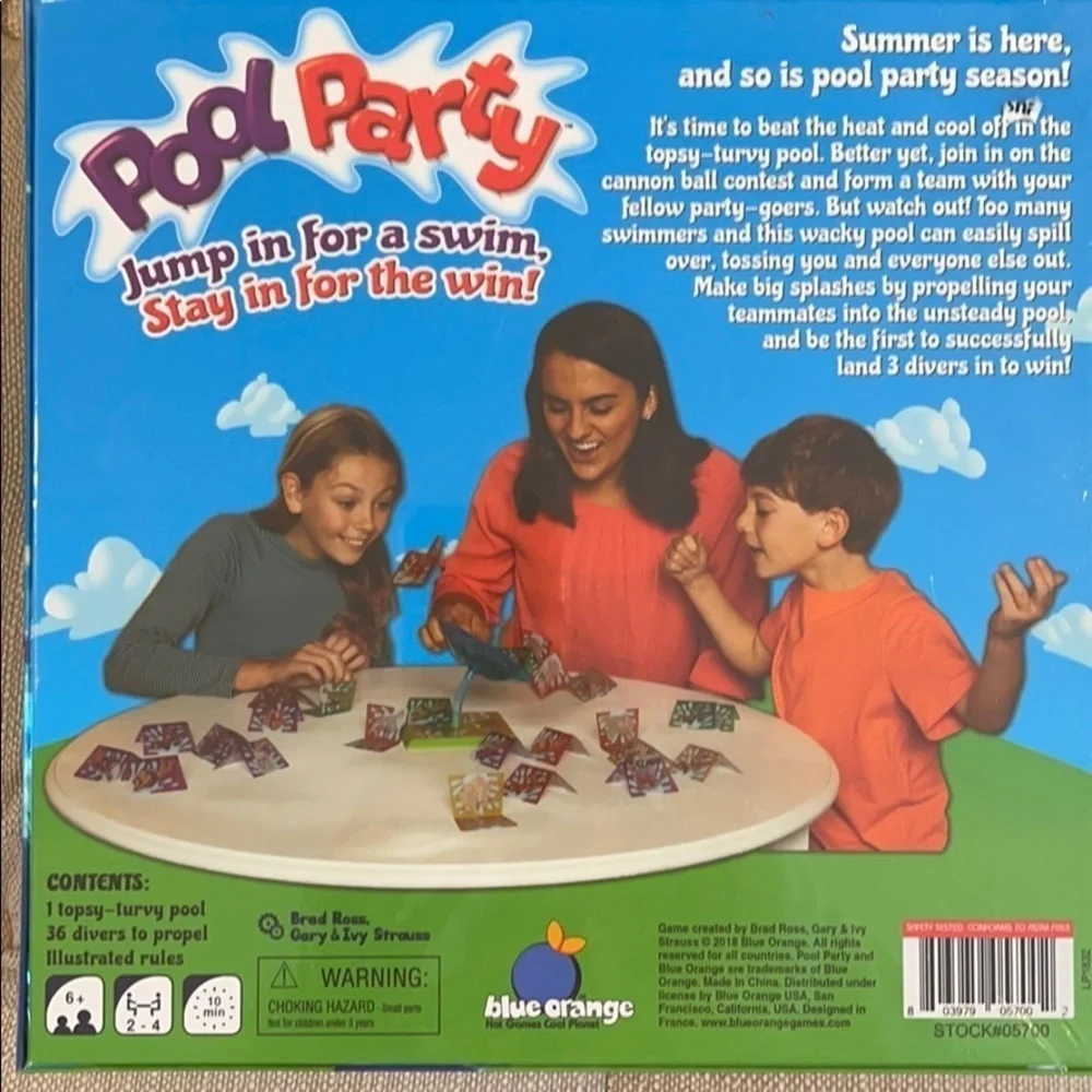 NWT Blue Orange Pool Party Game Ages 6+